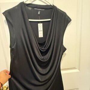 **White House Black Market Shiny Black Cowl Neck Sleeveless Top – Size L**